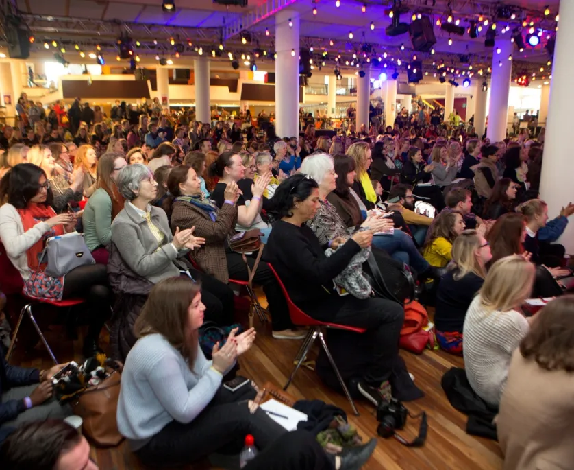 People sitting on the floor at WOW London